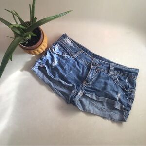 Amethyst denim jean distressed shorts